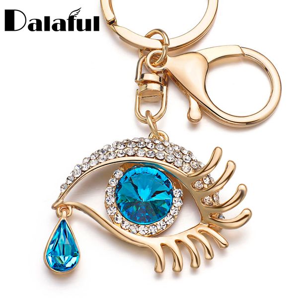 Keychain featuring a stylish blue angel eye pendant for car keys