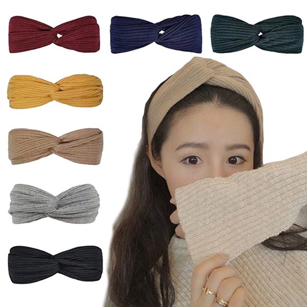 Knitted elastic headbands for women and girls, ideal for washing face, yoga, and sports