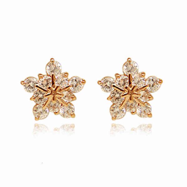 Korean crystal snowflake ear stud clip rings with shiny pentagram zircon charms offer fashionable and versatile women's style