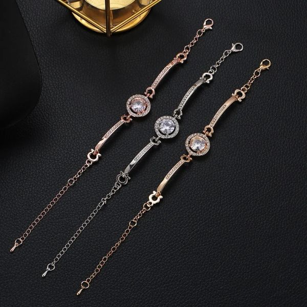Korean Fashion Rhinestone Charm Bracelet for Women 14k Gold Married Bracelet Women Fashion Party Jewelry Pulseras Mujer