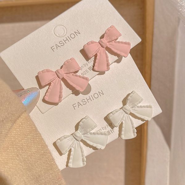 Korean trendy colorful bow knot stud earrings with charm, elegant long dangle jewelry for women, unique gifts