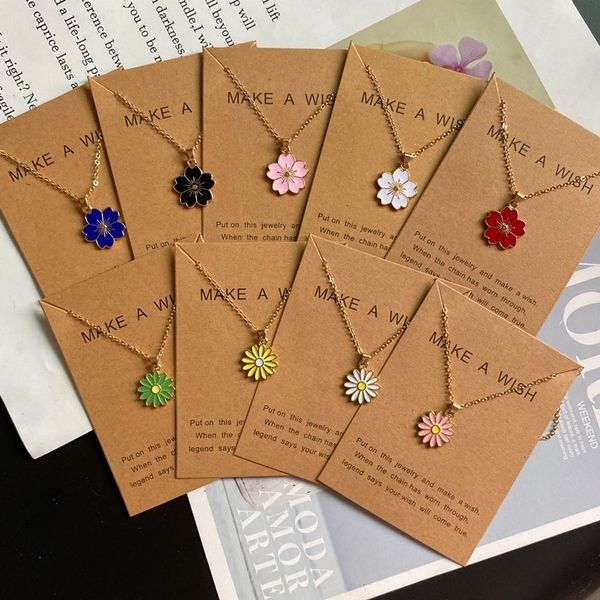 Korean-style floral pendant choker necklace for women and girls in white and yellow, trendy summer gift wholesale