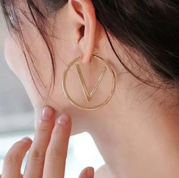 Ladies' 50mm gold designer hoop earrings - ideal bridal engagement jewelry gift