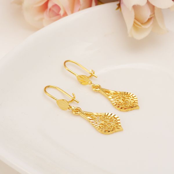 Light Real 18k Gold Fine Solid Drop Dangle Earrings for Women and Girls - Beautiful African Ethiopian Jewelry