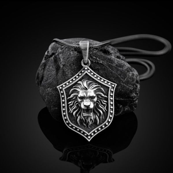 Lion Shield Pendant Men's Necklace Sweater Chain Long Head Accessories Popular