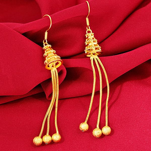 Long elegant drop earrings for women in 18k gold-filled fashion jewelry, a stylish female gift