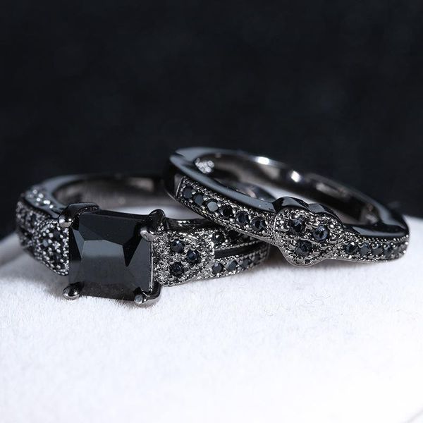 Luxurious 14K black gold women's engagement ring with obsidian, gemstones, and diamonds for weddings