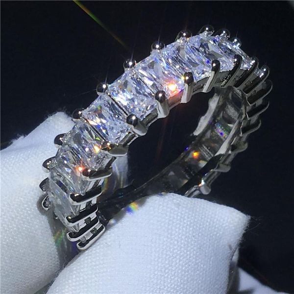 Luxurious 925 sterling silver oval princess cut wedding ring set for women, featuring zirconia eternity jewelry