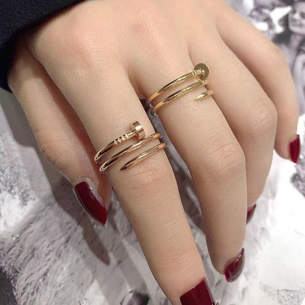 Luxurious gold and silver titanium steel couple rings for weddings, parties, and casual street fashion