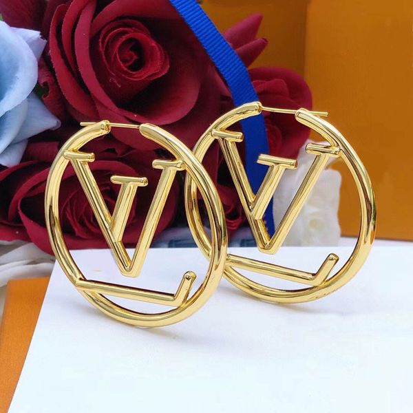Luxurious gold hoop earrings for women, 5cm stylish stud set, perfect Valentine's Day or engagement jewelry gift