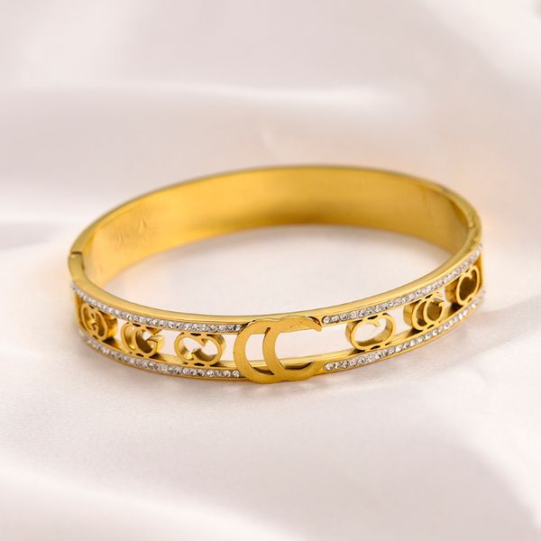 Luxurious stainless steel bangles for men and women, stylish gold and silver inspirational bracelets, high-quality fashionable brand jewelry
