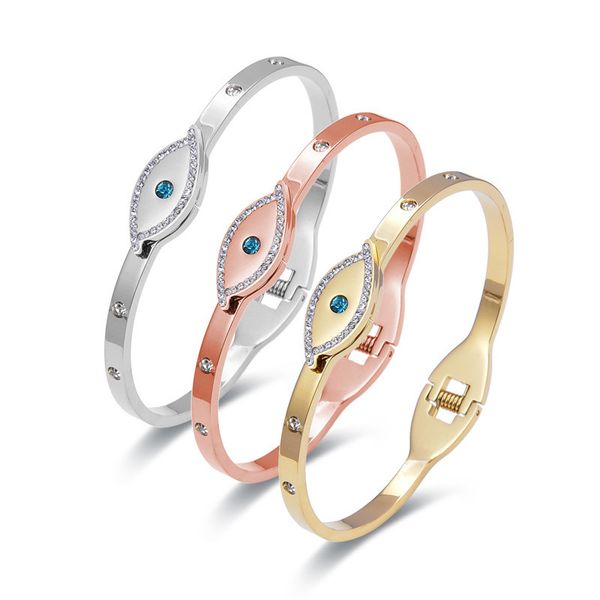 Luxurious stainless steel evil eye bangle bracelet, a stylish jewelry gift for women