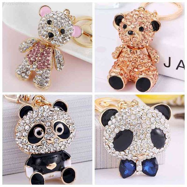 Luxurious stylish bear keychain with diamond accents for car or bag