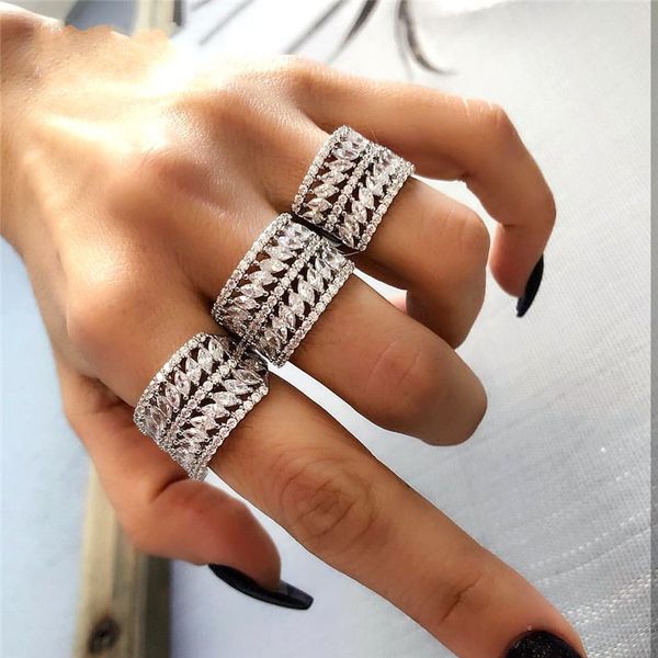 Luxurious two-row marquise diamond ring in 925 sterling silver, perfect for engagement, wedding, or party wear for women and men