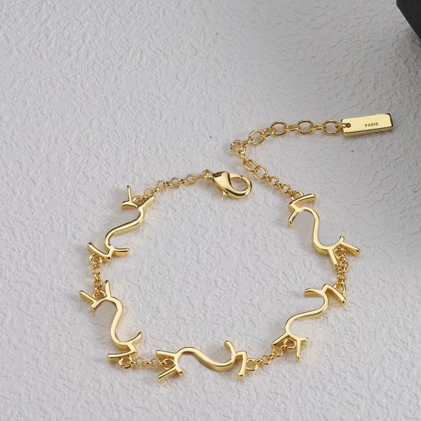 Luxury charm bracelets for women, elegant letter chain designs perfect as birthday gifts, engagement presents, or party favors, available in gold and silver classic jewelry styles