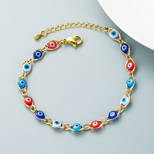 Luxury colorful enameled evil eye bead chain bracelets, perfect summer jewelry gifts