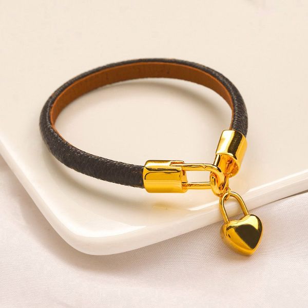Luxury designer bangle bracelets set featuring heart charms, European-style leather necklaces with 18k gold-plated love letter pendants