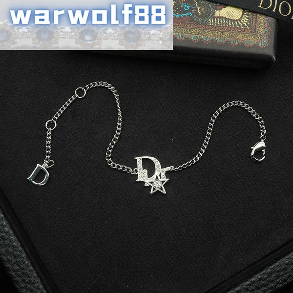 Luxury D-shaped star hollow silver bracelet for women, personalized and simple design