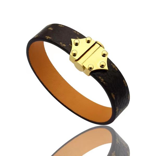 Luxury European couple's charm bracelet for men and women, featuring titanium steel with a vintage V-letter design and genuine leather band, perfect as a gift