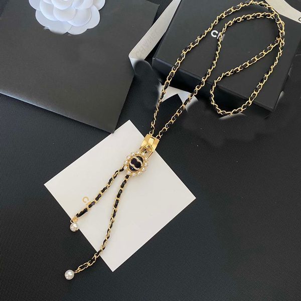Luxury gold-plated women's choker necklaces with leather and letter pendants