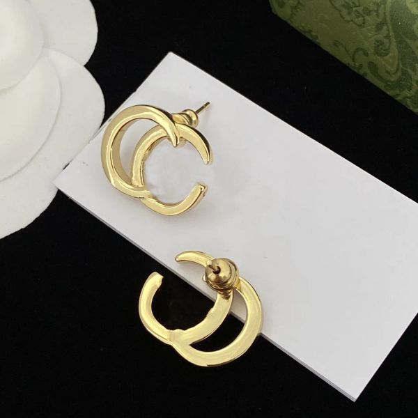 Luxury gold-plated women's hoop earrings with stud letter designs, elegantly boxed for Valentine's Day gifting