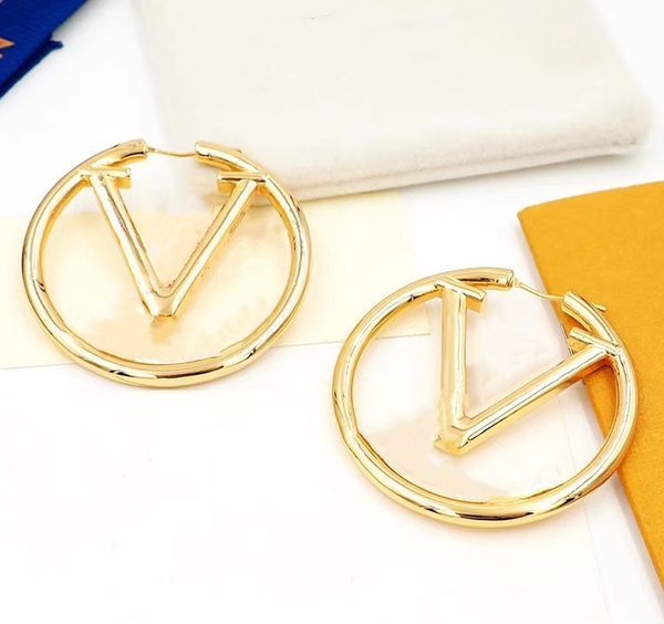 Luxury large gold hoop earrings for women, 4cm designer stud set, perfect as Valentine's or bridal jewelry gift