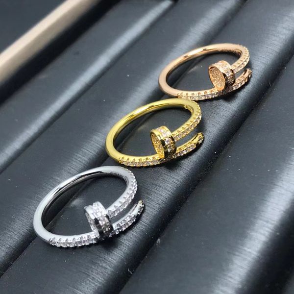 Luxury men's rings with classic full diamond zircon nail design in elegant 925 silver for women's fine jewelry