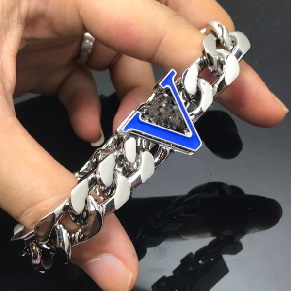 Luxury men's silver-plated V-letter twist bracelet with unique Cuban design, stylish and adaptable for any occasion