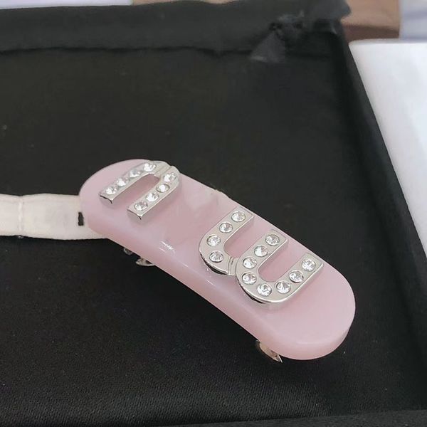 M brand elegant designer hair clips and barrettes in lovely pink and blue, luxurious acrylic classic hairpins for women and girls, perfect as party jewelry gifts