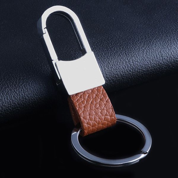 Men and Women Gift High-Grade Real Leather Keychains Classic Design Metal Car Key Chain