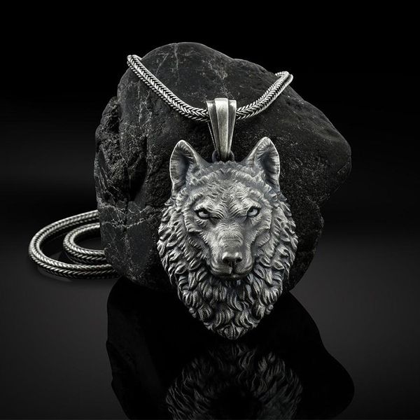 Men's and women's hip hop wolf head pendant punk animal necklace jewelry