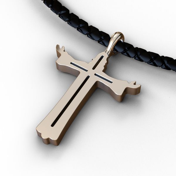 Men's Christian cross pendant necklace in metal, a simple design for women's accessories
