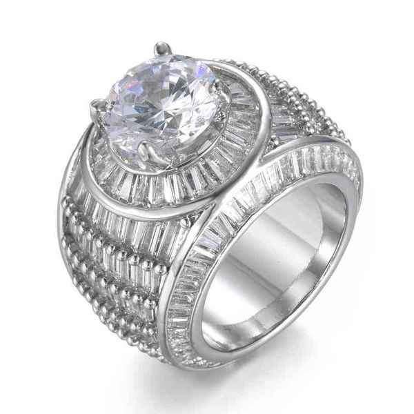 Men's Hip Hop Punk Jewelry with Full Iced Out Large Stone Micro Hardened Cubic Zircons in Sizes 8-10