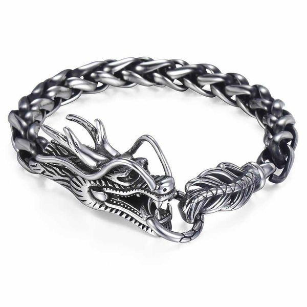 Men's stylish 316L stainless steel wheat link chain bracelet with punk design, 9mm width and 21.5cm length