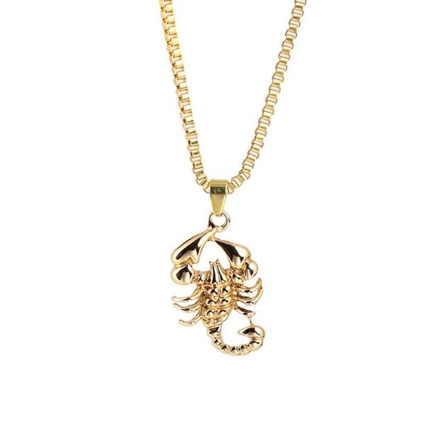 Men's stylish gold scorpion pendant necklace for punk and hip hop fashion lovers