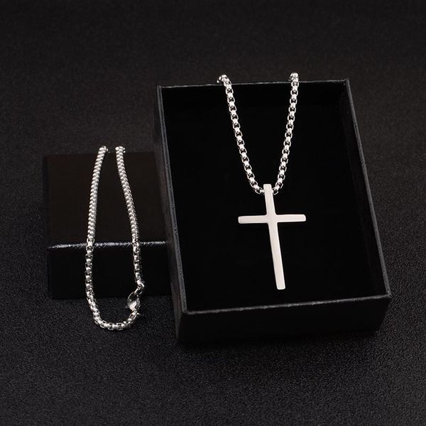 Men's stylish gold stainless steel cross pendant necklace, a meaningful Christian gift for boyfriends