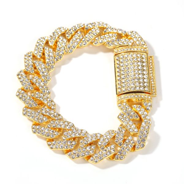 Mens stylish hip hop bracelet with 18MM gold or silver Miami Cuban link chain design