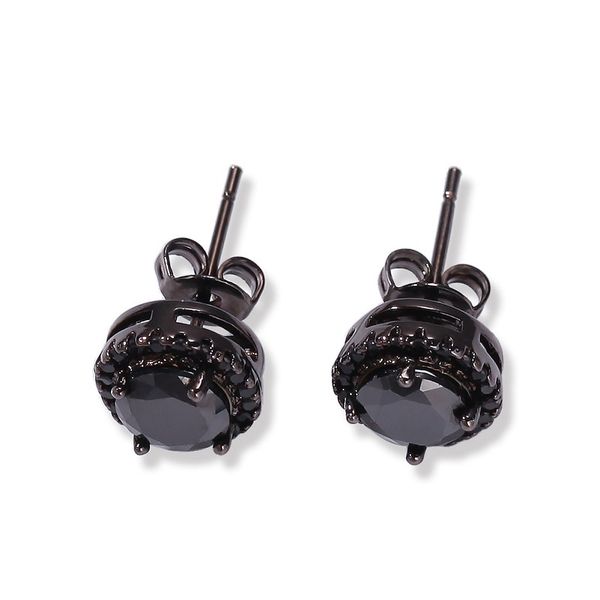 Mens stylish hip hop earrings with black and silver simulated diamond design