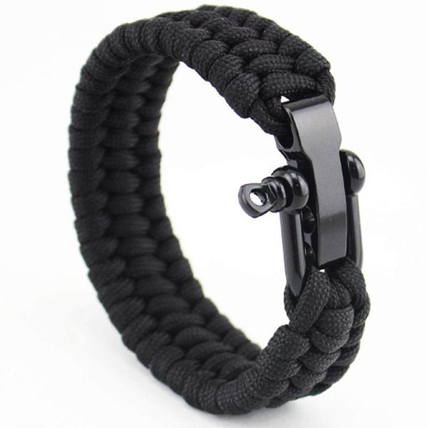 Men's stylish stainless steel anchor shackle bracelet with black leather, perfect for surf and nautical fashion