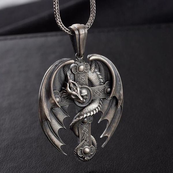 Men's titanium steel cross pendant necklace with stainless steel chain for sweaters