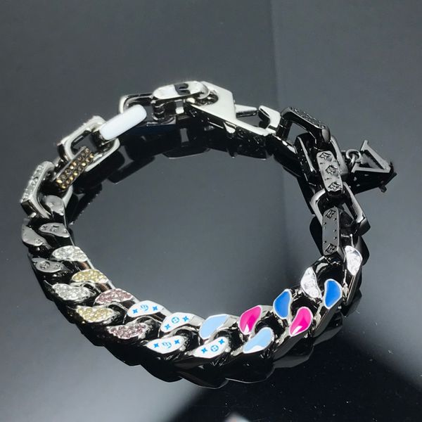 Men's vintage-style titanium steel bracelet with diamond accents, a thick chain design for personalized streetwear accessories