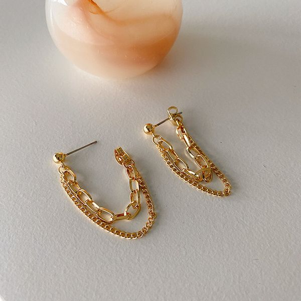 Metal chain tassel earrings for women, stylish and versatile with a cool ethnic flair