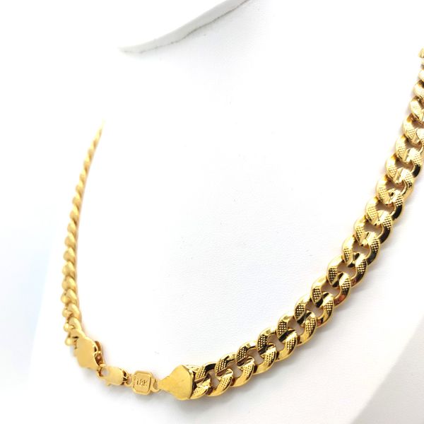 Miami men's Cuban link chain necklace in 18K gold finish, 10mm width, stamped, 24 inches long for hip hop style