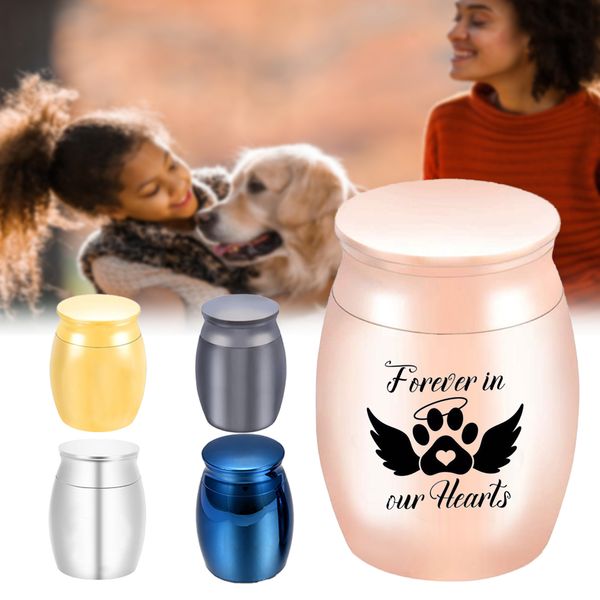 Mini aluminum alloy pet cremation urn pendant with angel wings design, keeping your beloved dog's ashes close forever