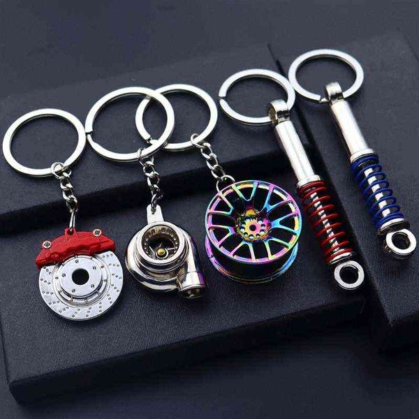 Mini turbocharger keychain with spinning turbine design for car accessories