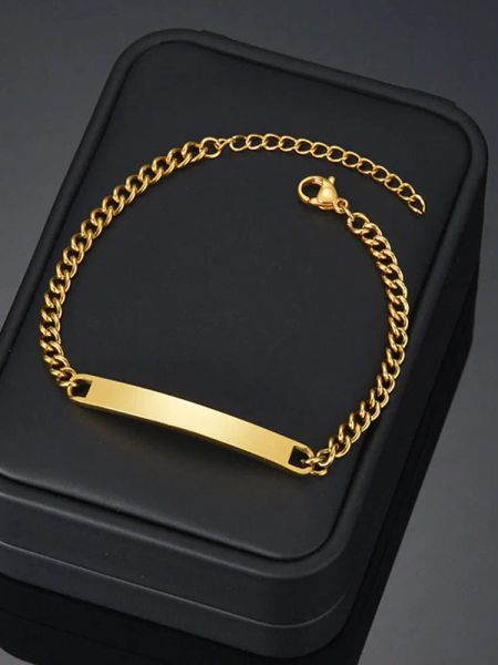 Mirror-adjustable DIY engraved stylish 14k gold bracelet for women