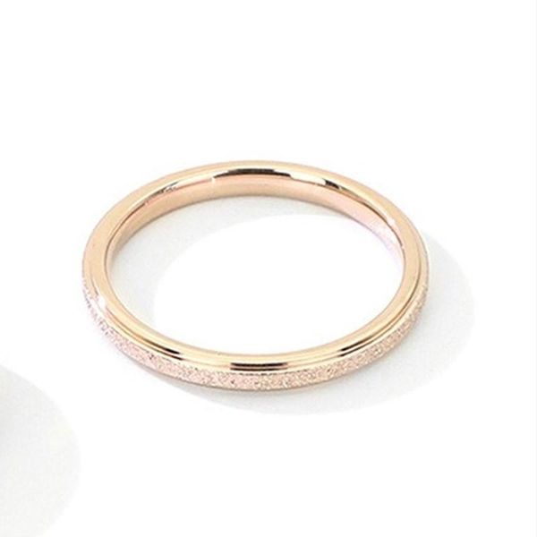 Modern minimalist frosted titanium steel 18K rose gold plated cluster rings for women, available in thin and wide designs for index fingers