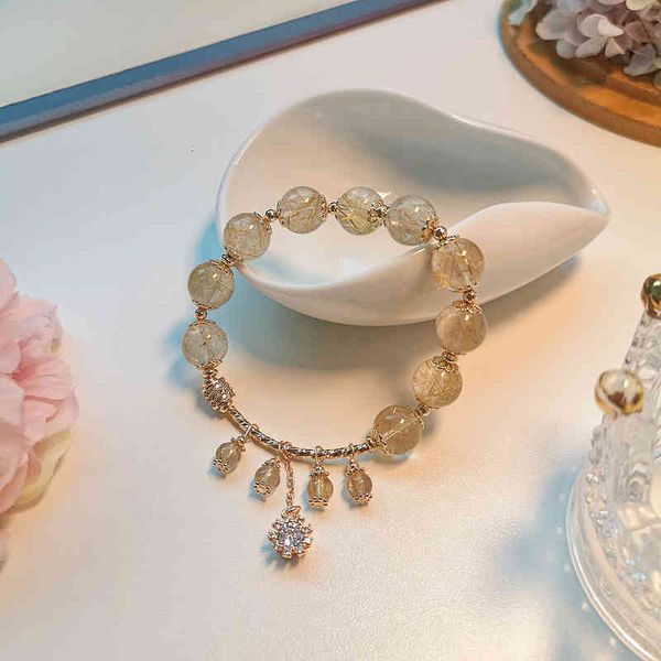 Natural blonde crystal bracelet for women, perfect for business or transit, featuring topaz DIY bead jewelry