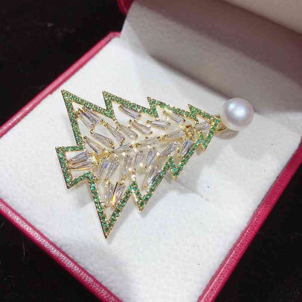 Natural Freshwater Pearl Brooch, Elegant Christmas Tree Craft Gift