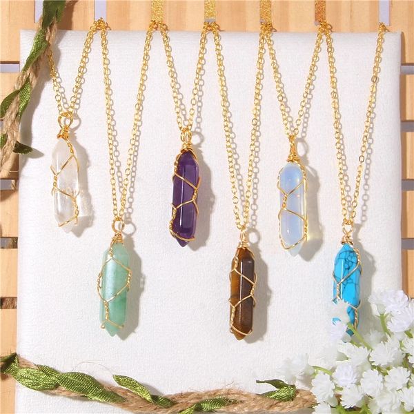 Natural Quartz Stone Charm Necklace for Women and Men - Hexagonal Column Reiki Pendant with Chain, a Thoughtful Jewelry Gift